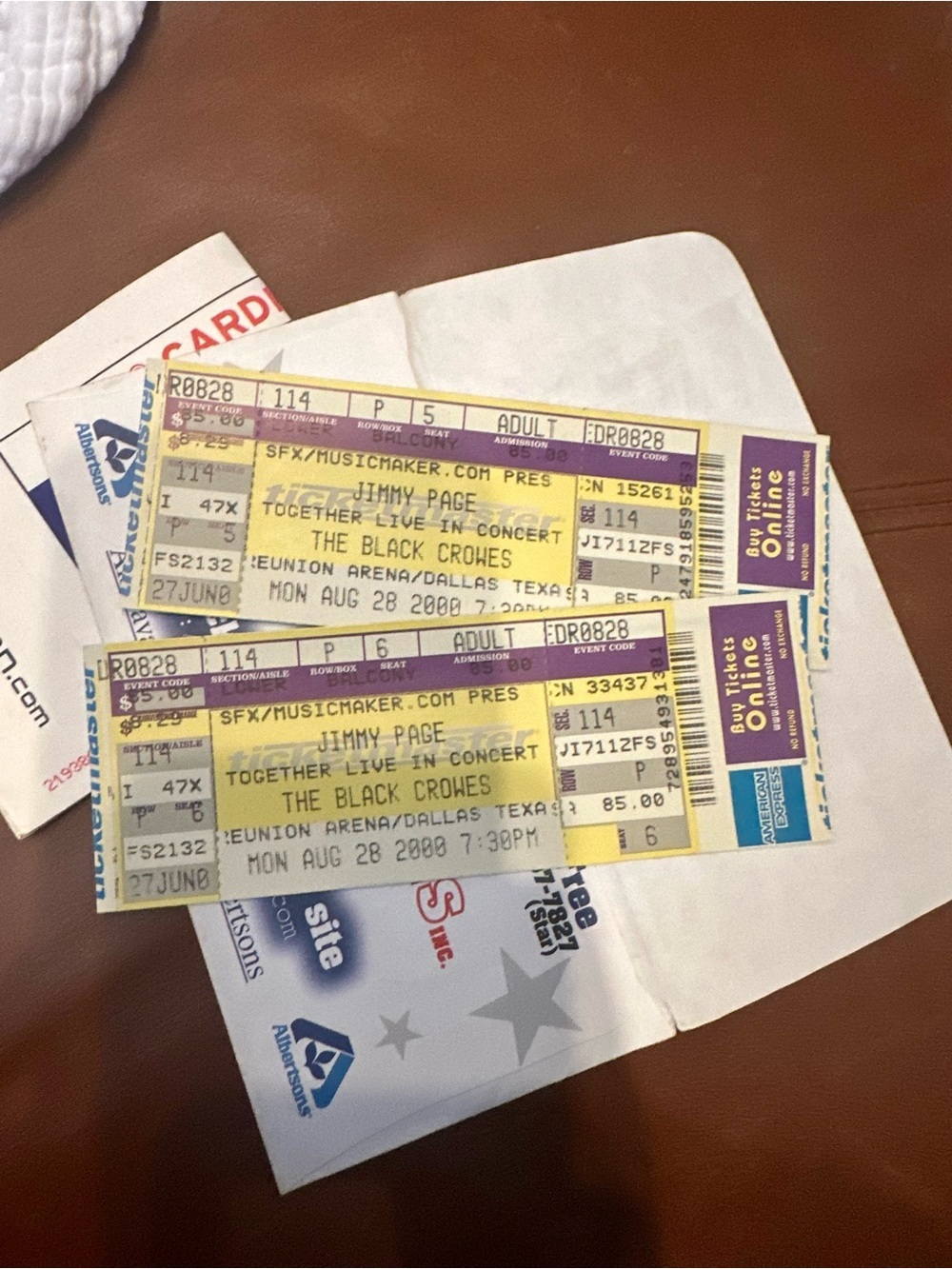 Rare! Jimmy Page & Black Crowes. Unused concert tickets . Dallas 2000 Pristine!